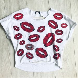 Cutest lips shirt EVER!!🔥Crop top, shredded back!